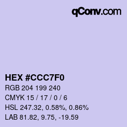 颜色代码: HEX #CCC7F0 | qconv.com