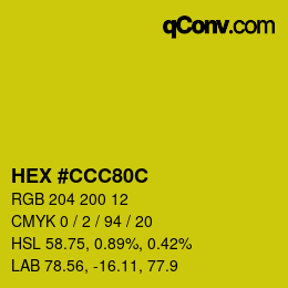 カラーコード: HEX #CCC80C | qconv.com