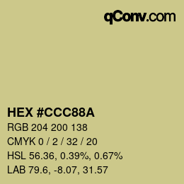 Farbcode: HEX #CCC88A | qconv.com