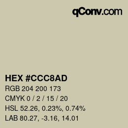 カラーコード: HEX #CCC8AD | qconv.com