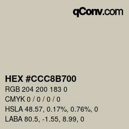 颜色代码: HEX #CCC8B700 | qconv.com
