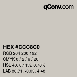 Color code: HEX #CCC8C0 | qconv.com