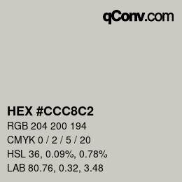 カラーコード: HEX #CCC8C2 | qconv.com