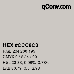 カラーコード: HEX #CCC8C3 | qconv.com