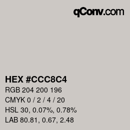 Color code: HEX #CCC8C4 | qconv.com