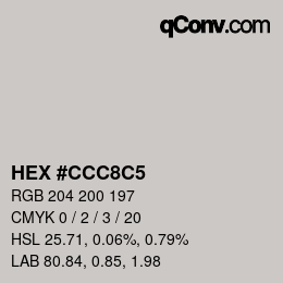 颜色代码: HEX #CCC8C5 | qconv.com