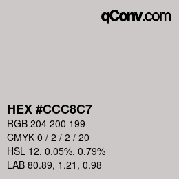 Color code: HEX #CCC8C7 | qconv.com