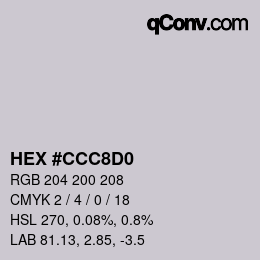 颜色代码: HEX #CCC8D0 | qconv.com