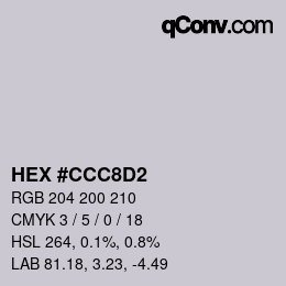 Farbcode: HEX #CCC8D2 | qconv.com