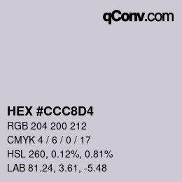 カラーコード: HEX #CCC8D4 | qconv.com