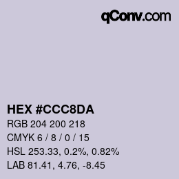 カラーコード: HEX #CCC8DA | qconv.com