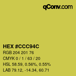 カラーコード: HEX #CCC94C | qconv.com