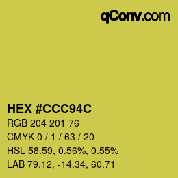 Farbcode: HEX #CCC94C | qconv.com