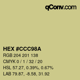 颜色代码: HEX #CCC98A | qconv.com