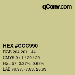 Farbcode: HEX #CCC990 | qconv.com