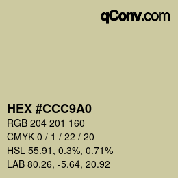 Color code: HEX #CCC9A0 | qconv.com