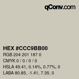 Color code: HEX #CCC9BB00 | qconv.com