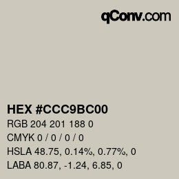 Color code: HEX #CCC9BC00 | qconv.com