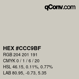 カラーコード: HEX #CCC9BF | qconv.com