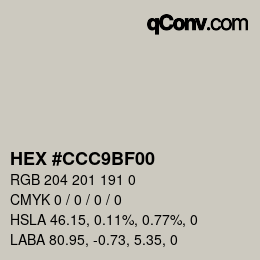 Color code: HEX #CCC9BF00 | qconv.com