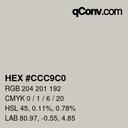 カラーコード: HEX #CCC9C0 | qconv.com