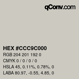 Color code: HEX #CCC9C000 | qconv.com