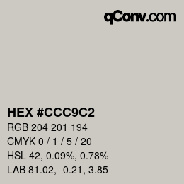 Color code: HEX #CCC9C2 | qconv.com