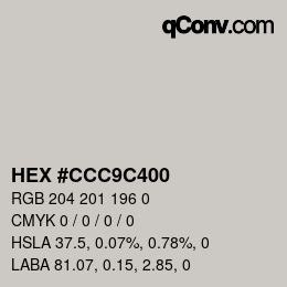 Color code: HEX #CCC9C400 | qconv.com