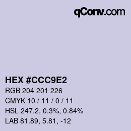 Color code: HEX #CCC9E2 | qconv.com