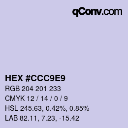 Código de color: HEX #CCC9E9 | qconv.com