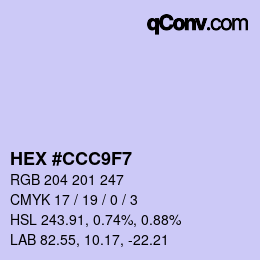 Color code: HEX #CCC9F7 | qconv.com