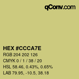 Color code: HEX #CCCA7E | qconv.com