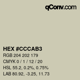 颜色代码: HEX #CCCAB3 | qconv.com