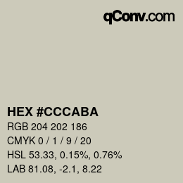 Color code: HEX #CCCABA | qconv.com