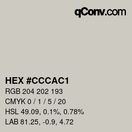 カラーコード: HEX #CCCAC1 | qconv.com