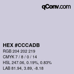 Color code: HEX #CCCADB | qconv.com