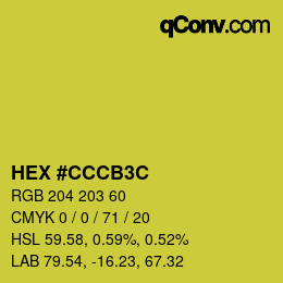 カラーコード: HEX #CCCB3C | qconv.com
