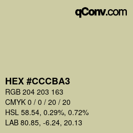 Color code: HEX #CCCBA3 | qconv.com