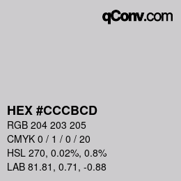 Código de color: HEX #CCCBCD | qconv.com