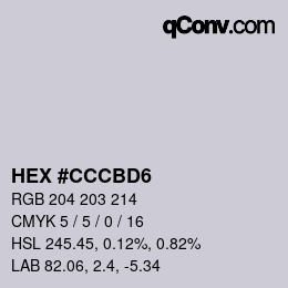 カラーコード: HEX #CCCBD6 | qconv.com