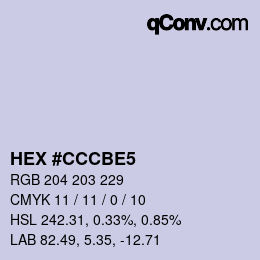 Color code: HEX #CCCBE5 | qconv.com