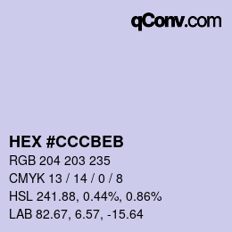 Color code: HEX #CCCBEB | qconv.com