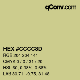 Color code: HEX #CCCC8D | qconv.com