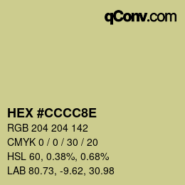 颜色代码: HEX #CCCC8E | qconv.com