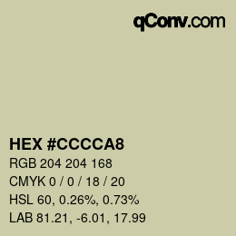 カラーコード: HEX #CCCCA8 | qconv.com