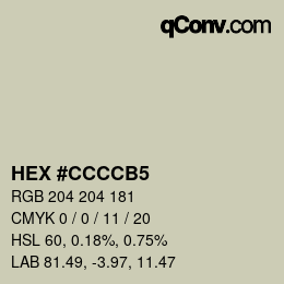 颜色代码: HEX #CCCCB5 | qconv.com