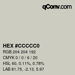 Color code: HEX #CCCCC0 | qconv.com