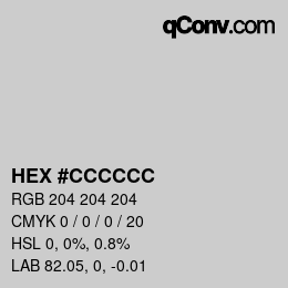 颜色代码: HEX #CCCCCC | qconv.com
