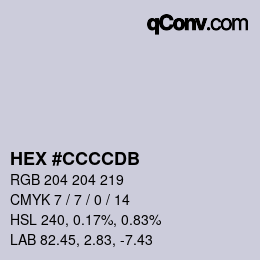 カラーコード: HEX #CCCCDB | qconv.com