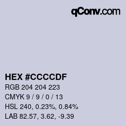 Color code: HEX #CCCCDF | qconv.com